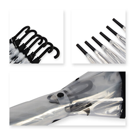 Discountershop 6x Grote Transparant Stormparaplu van Polyester met Aluminium Frame | 85cm Diameter Discountershop 6x Grote Transparant Stormparaplu van Polyester met Aluminium Frame | 85cm Diameter