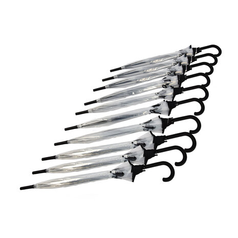 Discountershop 10x Large Transparant Polyester Storm Umbrella with Aluminum Frame | 85cm Diameter