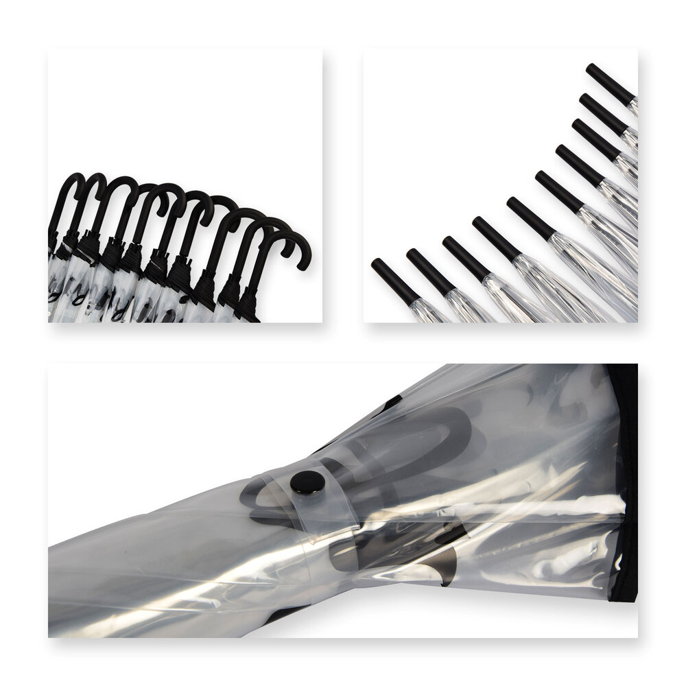 Discountershop 10x Large Transparant Polyester Storm Umbrella with Aluminum Frame | 85cm Diameter