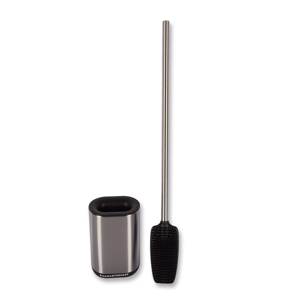 Discountershop Luxe Zilveren Staande Toiletborstel met Houder - Modern Badkameraccessoire van Roestvrij Staal - 53cm x 7.50cm x 11.40cm Discountershop Luxe Zilveren Staande Toiletborstel met Houder - Modern Badkameraccessoire van Roestvrij Staal - 53cm x 7.50cm x 11.40cm