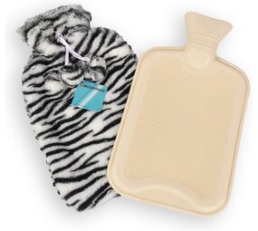 Discountershop Warme Schattige Dieren Kruik met Hoes voor Kinderen - 1.75L - Zebra Print - Max. 40 Graden - 33cm x 20cm x 1.5cm