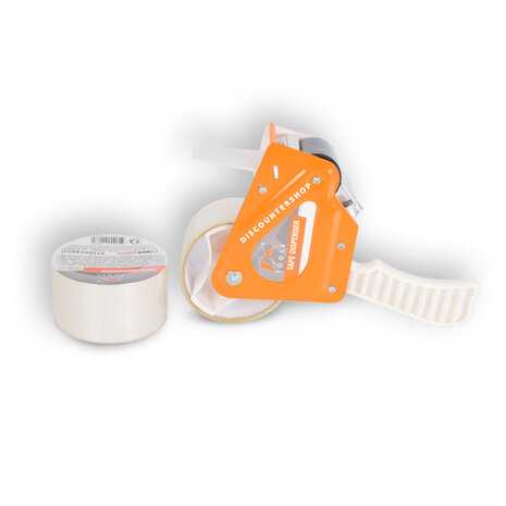 Discountershop 1stuk tape dispenser incl.2tapes (15cm x 48cm) - Wit & Oranje Plakbandhouder - Plastic & Metaal Discountershop 1stuk tape dispenser incl.2tapes (15cm x 48cm) - Wit & Oranje Plakbandhouder - Plastic & Metaal