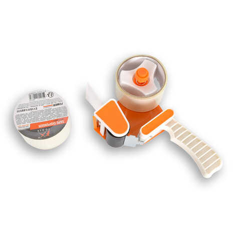Discountershop 1stuk tape dispenser incl.2tapes (15cm x 48cm) - Wit & Oranje Plakbandhouder - Plastic & Metaal Discountershop 1stuk tape dispenser incl.2tapes (15cm x 48cm) - Wit & Oranje Plakbandhouder - Plastic & Metaal