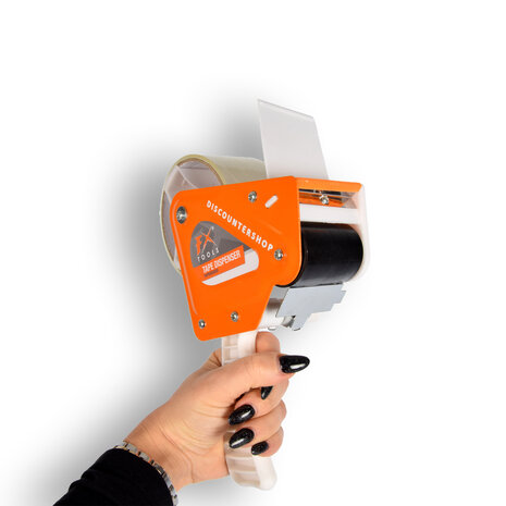 Discountershop Tape Dispenser Set: 3 Pieces, each including 6 Tapes (15cm x 48cm) - Adhesive Tape Holder in White & Orange - Made of Plastic & Metal Discountershop Tape Dispenser Set: 3 Pieces, each including 6 Tapes (15cm x 48cm) - Adhesive Tape Holder in White & Orange - Made of Plastic & Metal