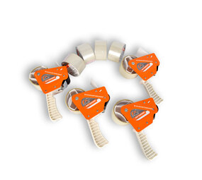 Discountershop Plakbandhouder Set: 4 Stuks met 8 Tapes (15cm x 48cm) - Wit & Oranje Tape Dispenser - Handig Plastic & Metaal Discountershop Plakbandhouder Set: 4 Stuks met 8 Tapes (15cm x 48cm) - Wit & Oranje Tape Dispenser - Handig Plastic & Metaal