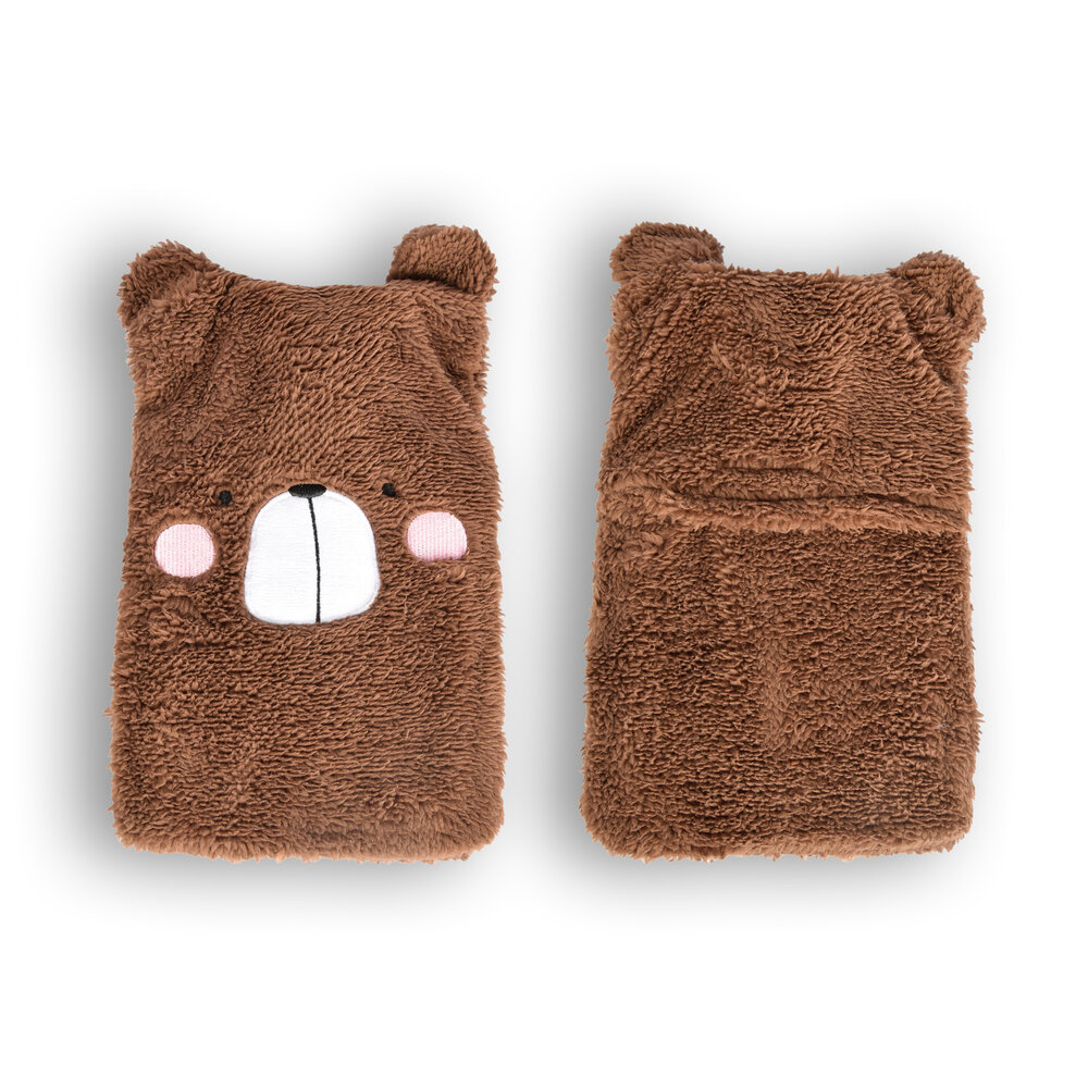 Discountershop Hot Water Bottle with Cover - Camel Children's Hot Water Bottle - Thermo Bottle - Polyester and Natural Rubber - 0.85L - 29cm x 2cm x 29cm - with Soft Bear Cover for Babies