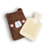 Discountershop Warmwaterkruik met Hoes - Bruine Kinderkruik - Thermokruik - Polyester en Natuurrubber - 0.85L - 29cm x 2cm x 29cm - met Zachte Beer Hoes voor Baby's
