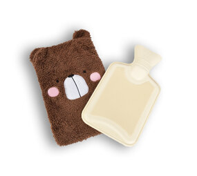 Discountershop Hot Water Bottle with Cover - Camel Children's Hot Water Bottle - Thermo Bottle - Polyester and Natural Rubber - 0.85L - 29cm x 2cm x 29cm - with Soft Bear Cover for Babies