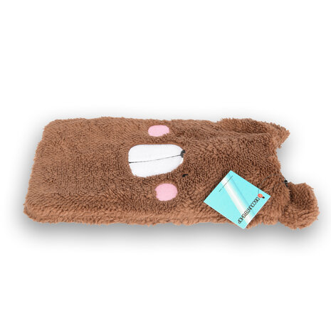 Discountershop Hot Water Bottle with Cover - Camel Children's Hot Water Bottle - Thermo Bottle - Polyester and Natural Rubber - 0.85L - 29cm x 2cm x 29cm - with Soft Bear Cover for Babies