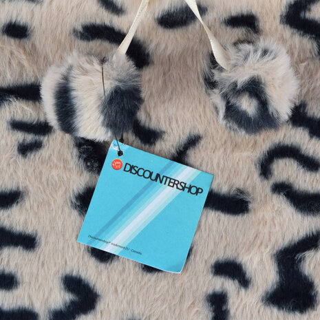 Discountershop Zachte Kinderkruik met Cheetah Print Hoes - Beige & Zwart - 0.85L - Polyester/Natuurrubber - 29cm x 2cm x 29cm