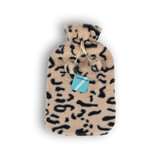 Discountershop Zachte Kinderkruik met Cheetah Print Hoes - Beige & Zwart - 0.85L - Polyester/Natuurrubber - 29cm x 2cm x 29cm