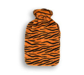 Discountershop Oranje & Zwart Kinderkruik met Cheetah Print Hoes - 0.85L - Polyester en Natuurrubber - 29cm x 2cm x 29cm