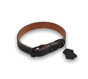 Discountershop Verstelbare Halsband Hond en Kat - Zwart - Echte Leder - Maat L - 2.5cm Breed Discountershop Verstelbare Halsband Hond en Kat - Zwart - Echte Leder - Maat L - 2.5cm Breed