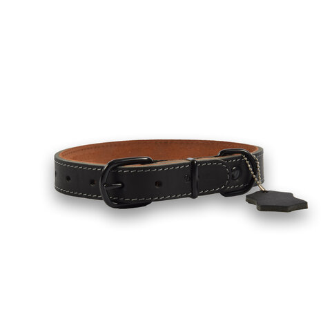 Discountershop Adjustable Dog and Cat Collar - Black - Genuine Leather - Size L - 2.5cm Width Discountershop Adjustable Dog and Cat Collar - Black - Genuine Leather - Size L - 2.5cm Width