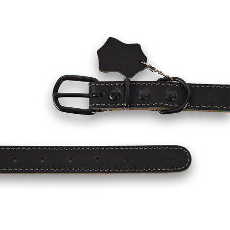 Discountershop Adjustable Dog and Cat Collar - Black - Genuine Leather - Size L - 2.5cm Width Discountershop Adjustable Dog and Cat Collar - Black - Genuine Leather - Size L - 2.5cm Width