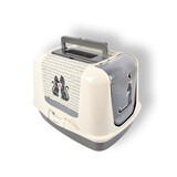 Discountershop Spacious Cat Litter Box - White&Grey - 76 L Capacity - Plastic - For All Cat Breeds - Cat Toilet - Pets Discountershop Spacious Cat Litter Box - White&Grey - 76 L Capacity - Plastic - For All Cat Breeds - Cat Toilet - Pets