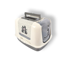 Discountershop Ruime Kattenbak - Wit&Grijs - 76 L Inhoud - Kunststof - Voor Alle Kattenrassen - Kattentoilet - Huisdieren Discountershop Ruime Kattenbak - Wit&Grijs - 76 L Inhoud - Kunststof - Voor Alle Kattenrassen - Kattentoilet - Huisdieren