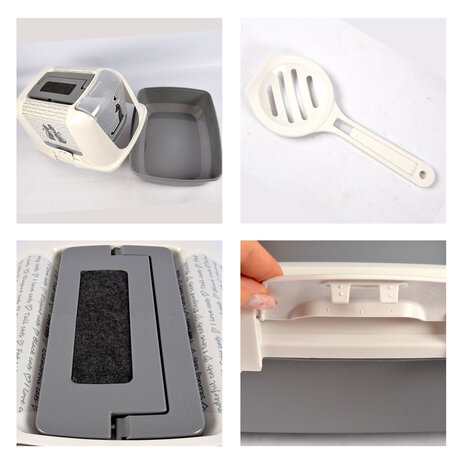 Discountershop Ruime Kattenbak - Wit&Grijs - 76 L Inhoud - Kunststof - Voor Alle Kattenrassen - Kattentoilet - Huisdieren Discountershop Ruime Kattenbak - Wit&Grijs - 76 L Inhoud - Kunststof - Voor Alle Kattenrassen - Kattentoilet - Huisdieren