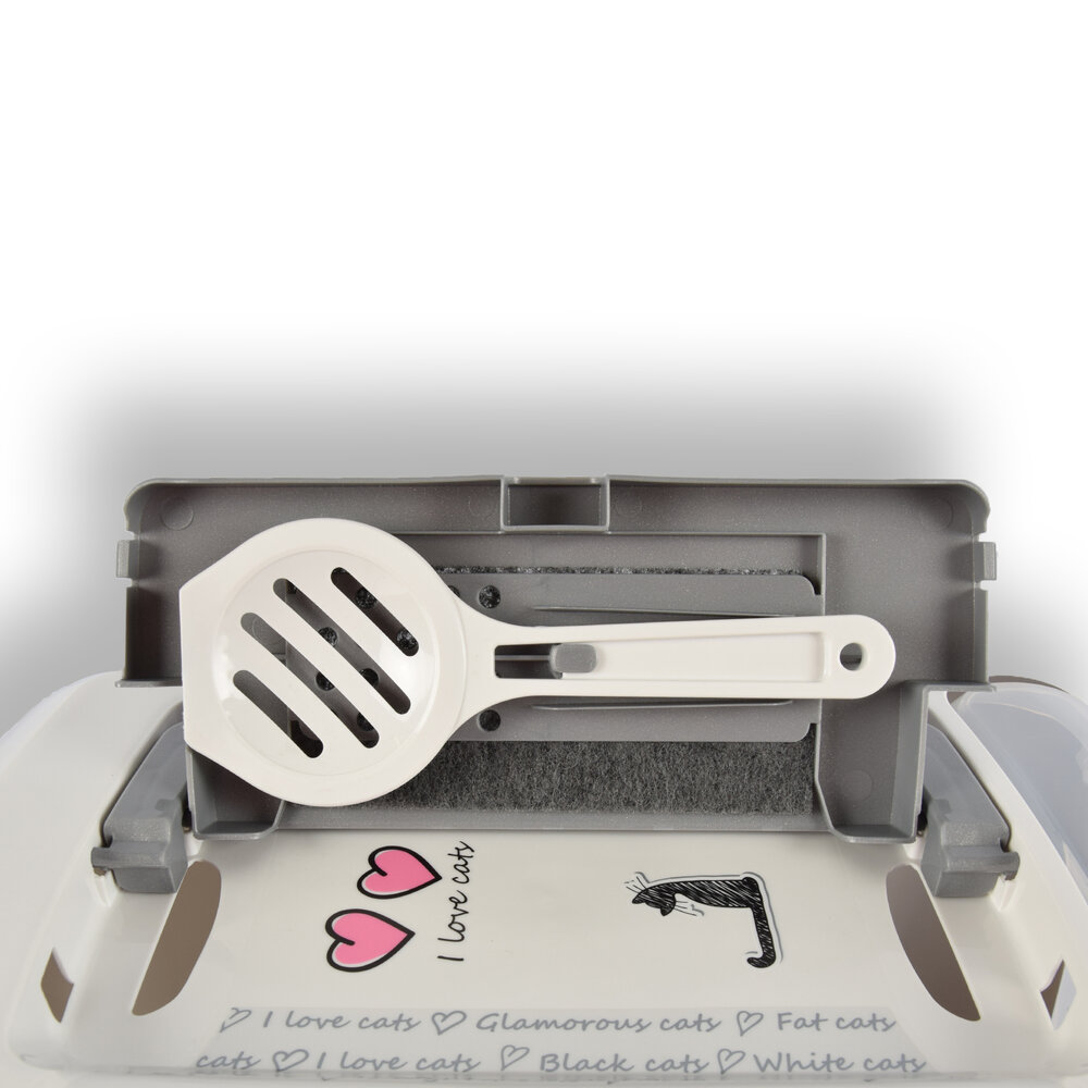 Discountershop Ruime Kattenbak - Wit&Grijs - 76 L Inhoud - Kunststof - Voor Alle Kattenrassen - Kattentoilet - Huisdieren Discountershop Ruime Kattenbak - Wit&Grijs - 76 L Inhoud - Kunststof - Voor Alle Kattenrassen - Kattentoilet - Huisdieren