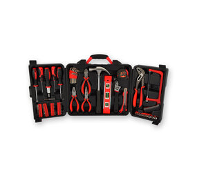 Merkloos Sturdy Filled Toolset Toolbox - 76 Pieces | Black | Metal and Plastic | Includes Tools Merkloos Sturdy Filled Toolset Toolbox - 76 Pieces | Black | Metal and Plastic | Includes Tools