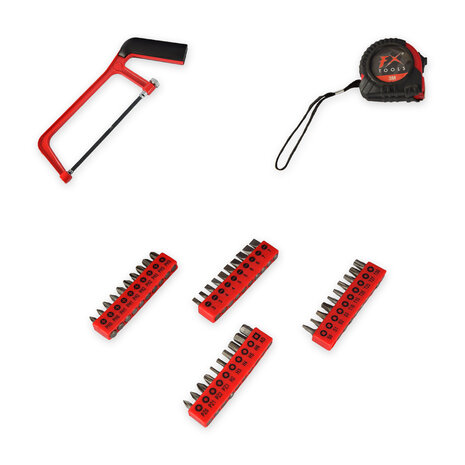 Merkloos Sturdy Filled Toolset Toolbox - 76 Pieces | Black | Metal and Plastic | Includes Tools Merkloos Sturdy Filled Toolset Toolbox - 76 Pieces | Black | Metal and Plastic | Includes Tools