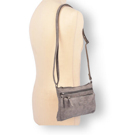 Bicky Bernard  Bicky Bernard Women's Shoulder Bag - Gray Color - 23cm x 4cm x 17cm - 1.6L - Polyester - 5 Compartments - Crossbody Bag Bicky Bernard  Bicky Bernard Women's Shoulder Bag - Gray Color - 23cm x 4cm x 17cm - 1.6L - Polyester - 5 Compartments - Crossbody Bag