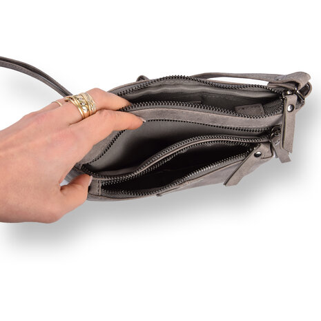 Bicky Bernard  Bicky Bernard Women's Shoulder Bag - Gray Color - 23cm x 4cm x 17cm - 1.6L - Polyester - 5 Compartments - Crossbody Bag Bicky Bernard  Bicky Bernard Women's Shoulder Bag - Gray Color - 23cm x 4cm x 17cm - 1.6L - Polyester - 5 Compartments - Crossbody Bag