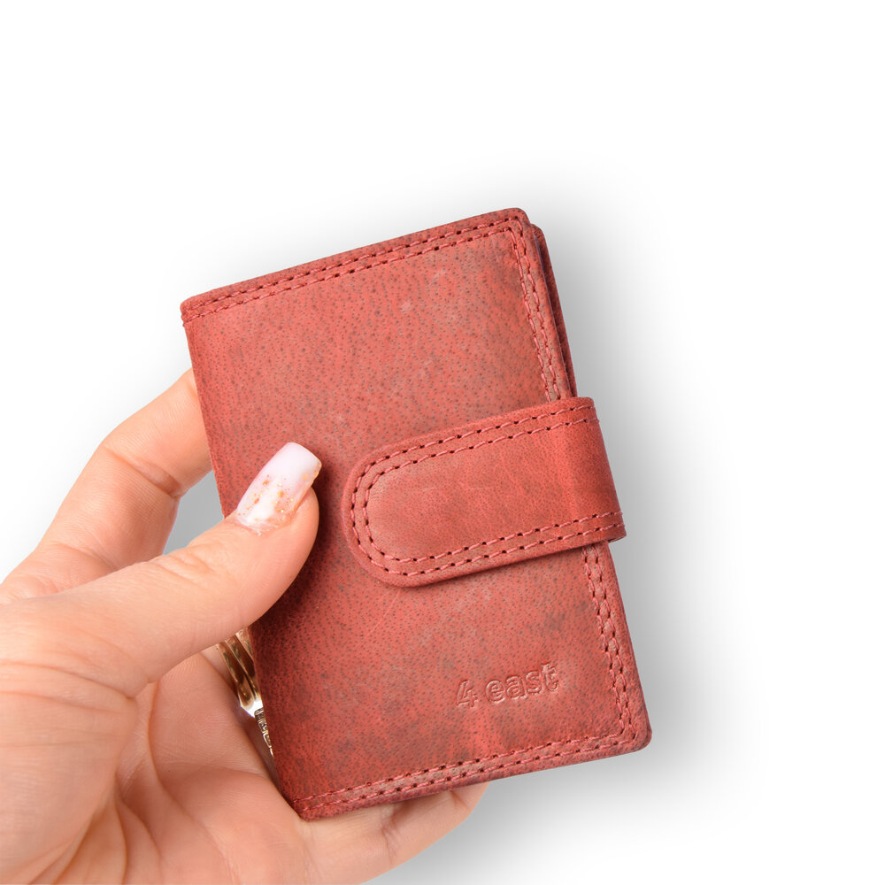 4 East 4east Red Ladies Wallet - Stylish Genuine Leather - 14 Credit Card Pockets - Dimensions 6.5cm x 1.5cm x 10cm 4 East 4east Red Ladies Wallet - Stylish Genuine Leather - 14 Credit Card Pockets - Dimensions 6.5cm x 1.5cm x 10cm