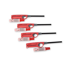 Discountershop Red Plastic Refillable Barbecue Lighters - Set of 4 - Dimensions 4cm x 26.5cm x 26.5cm - Weight 140g Discountershop Red Plastic Refillable Barbecue Lighters - Set of 4 - Dimensions 4cm x 26.5cm x 26.5cm - Weight 140g