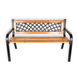 Discountershop Stylish Brown Garden Bench for Two Persons - Robust Steel and Wood | 118cm x 52cm x 73cm Discountershop Stylish Brown Garden Bench for Two Persons - Robust Steel and Wood | 118cm x 52cm x 73cm