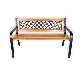 Discountershop Stylish Brown Garden Bench for Two Persons - Robust Steel and Wood | 118cm x 52cm x 73cm Discountershop Stylish Brown Garden Bench for Two Persons - Robust Steel and Wood | 118cm x 52cm x 73cm