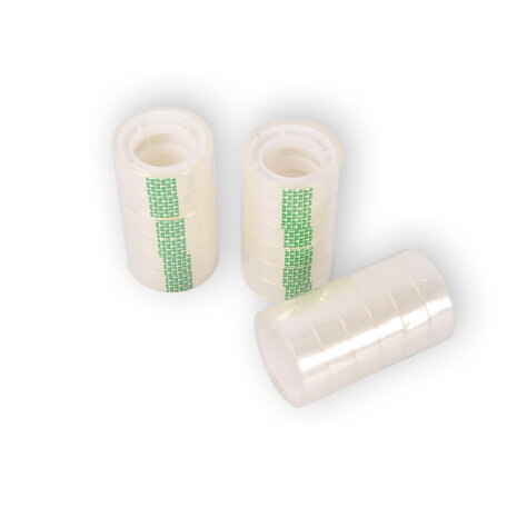 Discountershop Handige Set van 3 Doorzichtige Verpakkingstapes - Transparante Plakbandrollen - 12mm x 10m - Licht Plastic - Inclusief 18 Stuks - Slechts 105g Discountershop Handige Set van 3 Doorzichtige Verpakkingstapes - Transparante Plakbandrollen - 12mm x 10m - Licht Plastic - Inclusief 18 Stuks - Slechts 105g