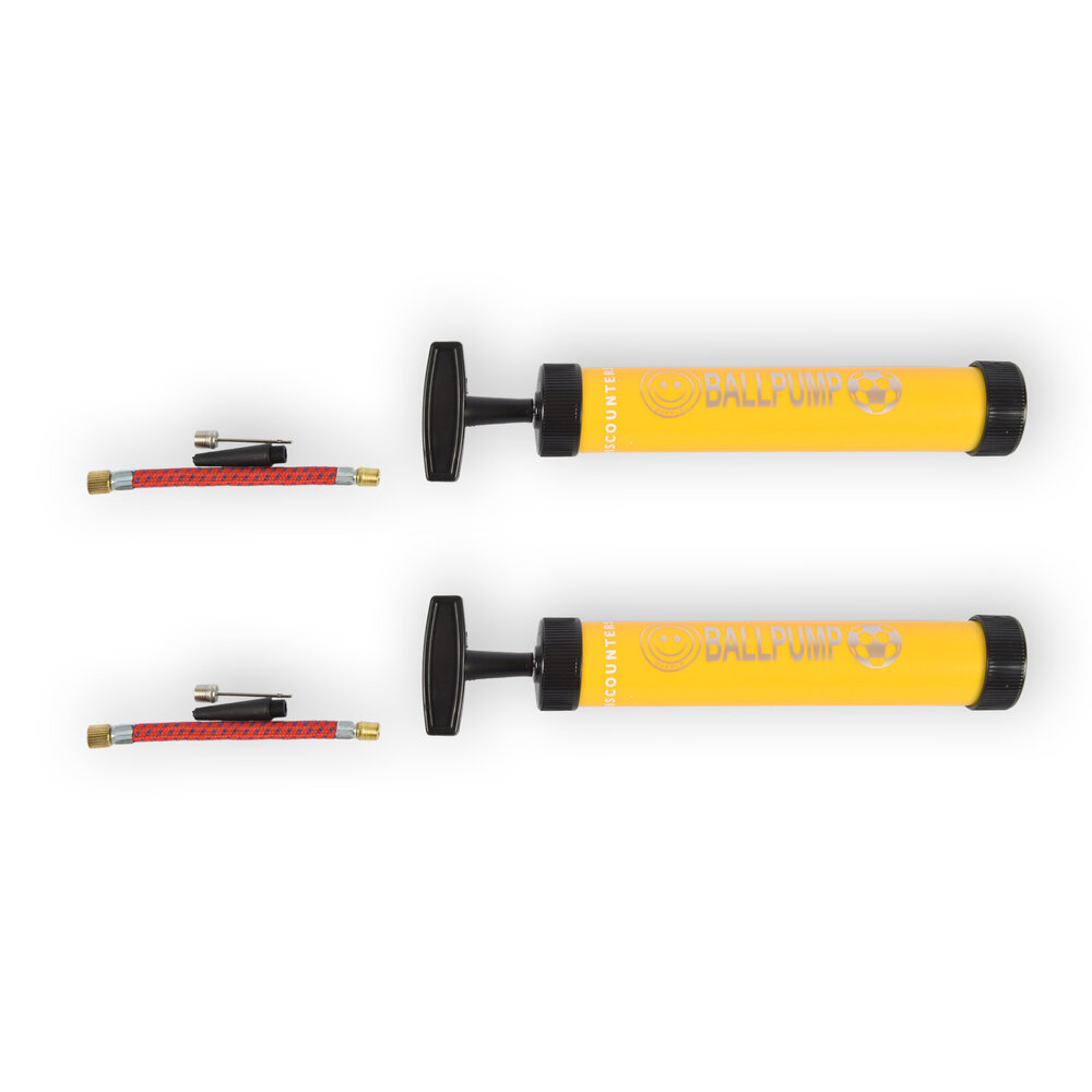 Discountershop Set of 2 High Quality Yellow Ball Pumps - Air Pump - Hand Pump - Football Pump - Ball Inflator - Length of 23cm