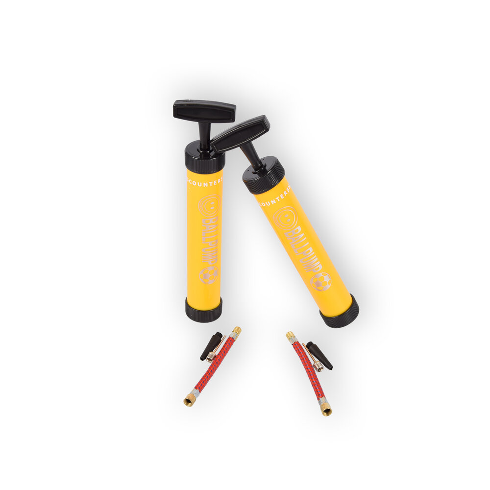 Discountershop Set of 2 High Quality Yellow Ball Pumps - Air Pump - Hand Pump - Football Pump - Ball Inflator - Length of 23cm