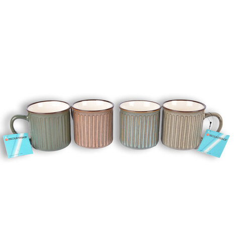 Discountershop Green Earthenware Cup - 250ml - Cup set for Coffee and Tea Discountershop Green Earthenware Cup - 250ml - Cup set for Coffee and Tea