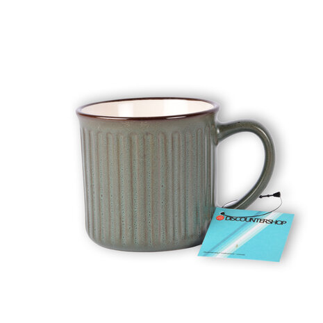 Discountershop Groene Aardewerken Beker - 250ml - Bekerset voor Koffie en Thee