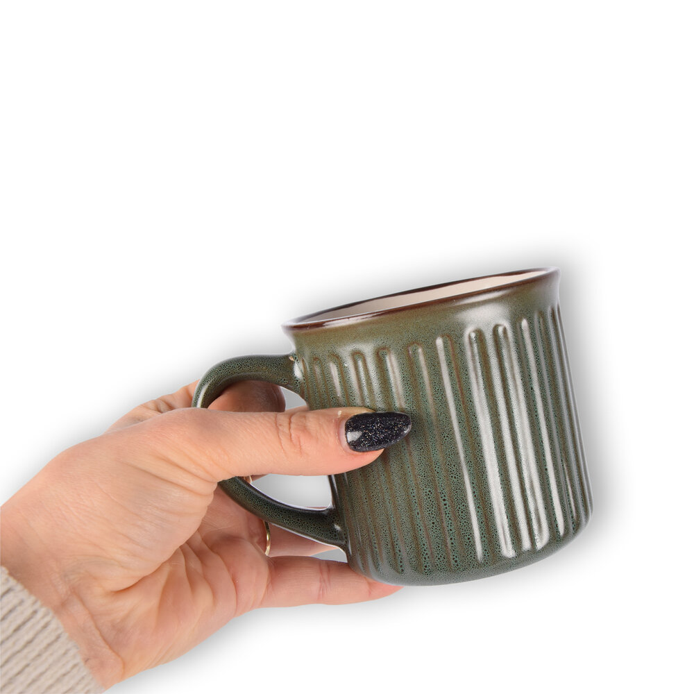 Discountershop Groene Aardewerken Beker - 250ml - Bekerset voor Koffie en Thee