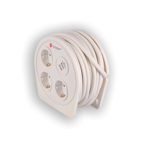 Discountershop High-quality Extension Cord with Plastic Power Strip - White - Discountershop - 10Mtr - 1100W - 2.4AMP - USB Charger Output Discountershop High-quality Extension Cord with Plastic Power Strip - White - Discountershop - 10Mtr - 1100W - 2.4AMP - USB Charger Output