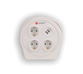 Discountershop Kwalitatief Verlengsnoer met Stekkerdoos van Kunststof - Wit - Discountershop - 10Mtr - 1100W - 2.4AMP - USB Charger Output Discountershop Kwalitatief Verlengsnoer met Stekkerdoos van Kunststof - Wit - Discountershop - 10Mtr - 1100W - 2.4AMP - USB Charger Output