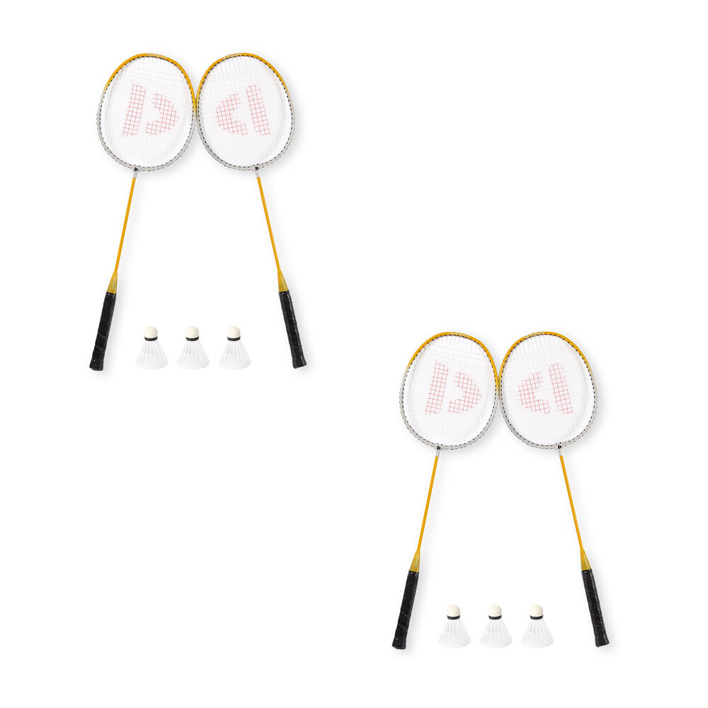 Discountershop High-quality Badminton Racket Set - Yellow - Including Storage Bag and 3 Shuttlecocks