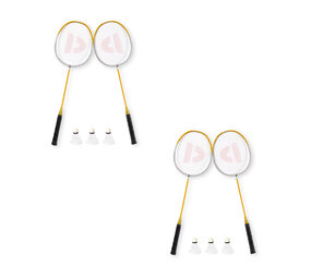 Discountershop High-quality Badminton Racket Set - Yellow - Including Storage Bag and 3 Shuttlecocks