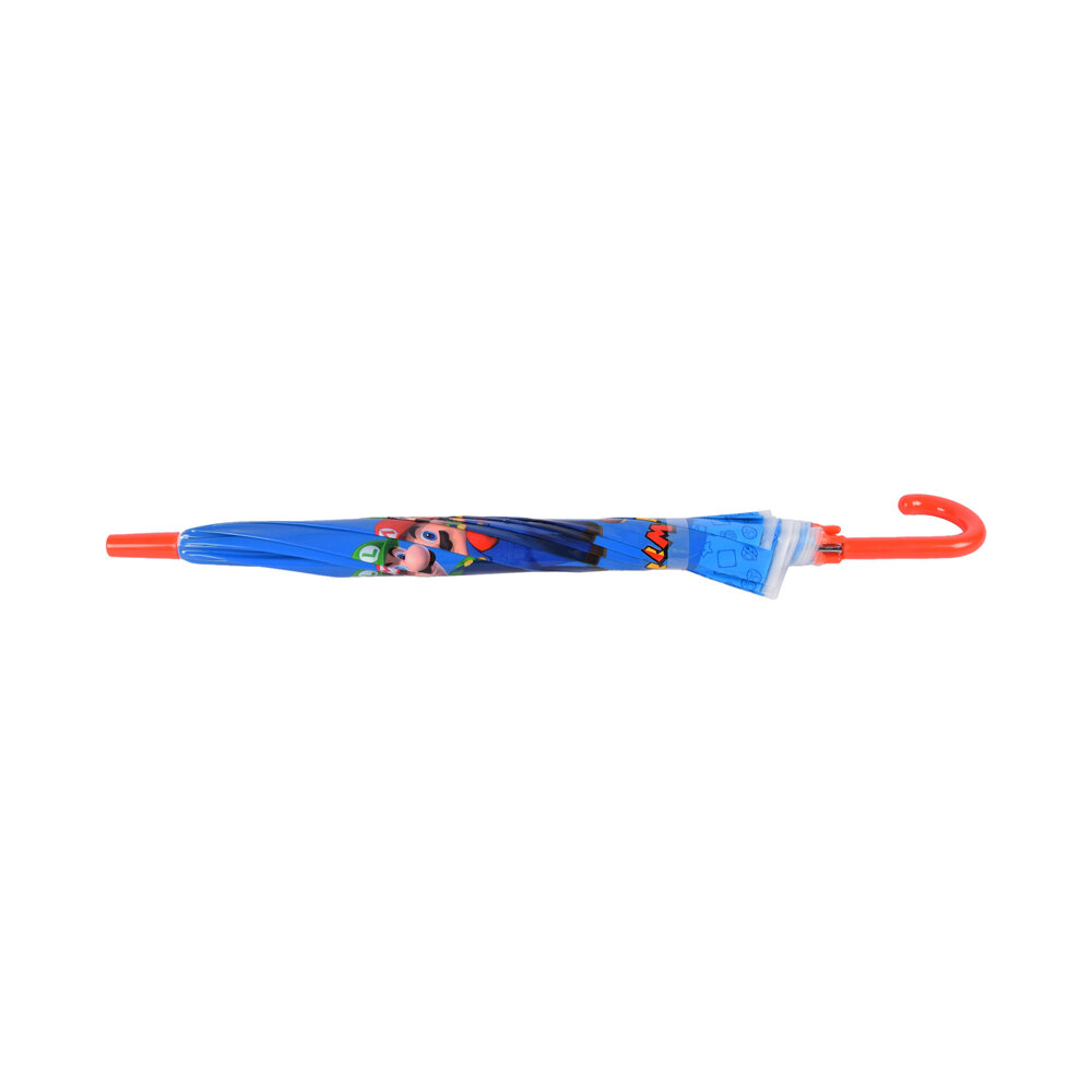 Merkloos Super Mario-Luigi Kids Umbrella in Blue & Red | Plastic and Aluminum | Diameter 70cm | Length 66.5cm | Non-Automatic | Ideal from Age 3 | Perfect for Original Gift