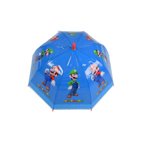 Merkloos Super Mario-Luigi Kinderparaplu in Blauw & Rood | Kunststof en Aluminium | Diameter 70cm | Lengte 66.5cm | Niet Automatisch | Ideaal vanaf 3 Jaar | Perfect voor Origineel Geschenk