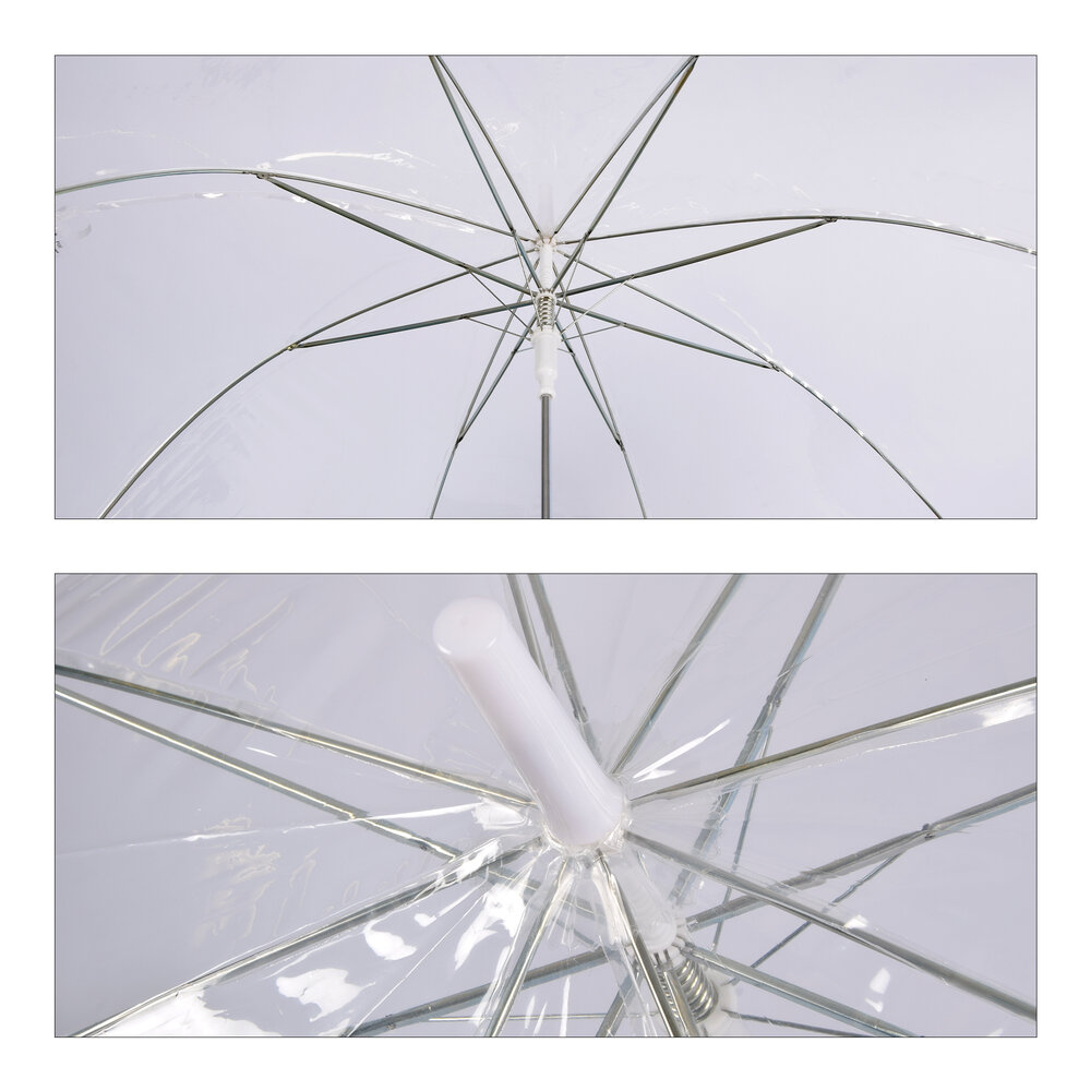 Merkloos Automatic Umbrella | Transparent & White | Unisex Use | 98 cm Diameter | Aluminum And Plastic | Ideal For All Ages | Withstands Strong Wind Sun And Rain | Perfect For Daily Use