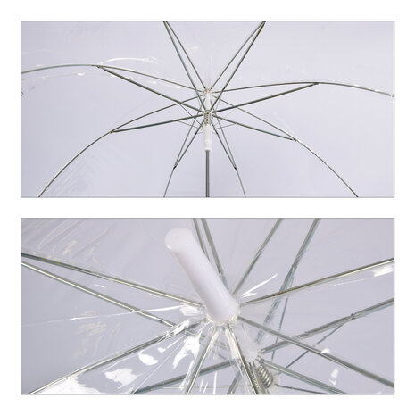 Merkloos Automatic Umbrella | Transparent & White | Unisex Use | 98 cm Diameter | Aluminum And Plastic | Ideal For All Ages | Withstands Strong Wind Sun And Rain | Perfect For Daily Use