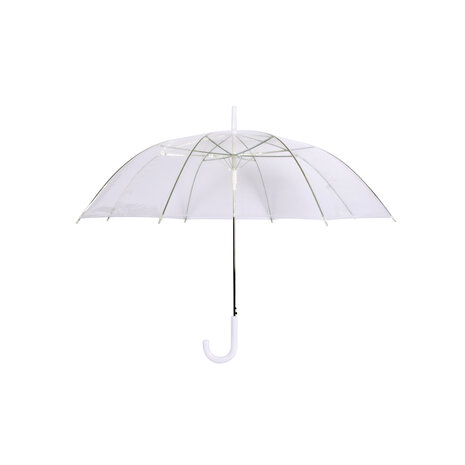 Merkloos Automatische Paraplu | Transparant & Wit |   Unisex Gebruik | 98 cm Diameter | Aluminium En Kunststof | Ideaal Voor Alle Leeftijden | Trotseert Harde Wind Zon En Regen | Perfect Voor Dagelijks Gebruik