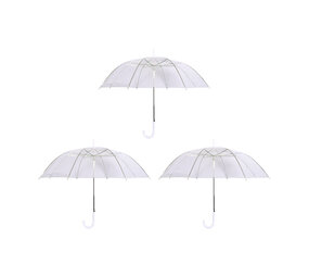 Merkloos Set Of 3 Foldable Automatic Umbrellas In Transparent And White | Length 83.5cm | Diameters ~98cm | Ideal For Both Ladies And Men | Easy To Carry | Perfect For All Ages Merkloos Set Of 3 Foldable Automatic Umbrellas In Transparent And White | Length 83.5cm | Diameters ~98cm | Ideal For Both Ladies And Men | Easy To Carry | Perfect For All Ages