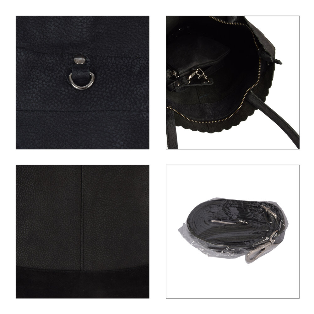 4 East Zwarte Shopper Tas met Rits en Handvatten - 60cm x 33cm x 38cm - 4east Schoudertas van Echt Leer 4 East Zwarte Shopper Tas met Rits en Handvatten - 60cm x 33cm x 38cm - 4east Schoudertas van Echt Leer