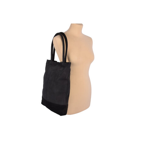 4 East Zwarte Shopper Tas met Rits en Handvatten - 60cm x 33cm x 38cm - 4east Schoudertas van Echt Leer 4 East Zwarte Shopper Tas met Rits en Handvatten - 60cm x 33cm x 38cm - 4east Schoudertas van Echt Leer