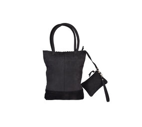 4 East Zwarte Shopper Tas met Rits en Handvatten - 60cm x 33cm x 38cm - 4east Schoudertas van Echt Leer